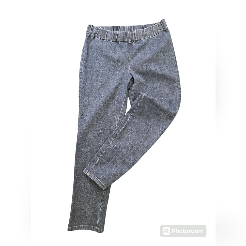 Soft Surroundings pull on skinny straight ankle jeans. - Picture 2 of 5